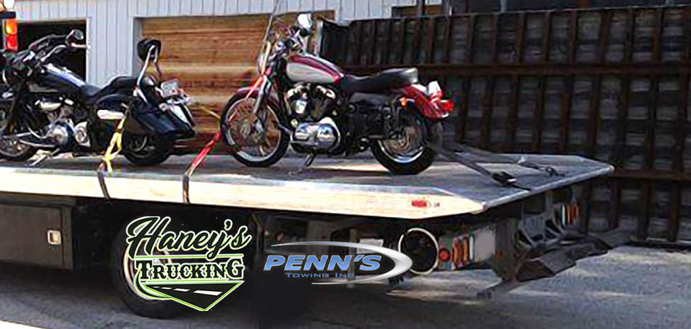 Motorcycle Towing for Haney's Trucking and Tow Service offering 24/7 Emergency Towing Services throughout the Kansas City Missouri Metro Area